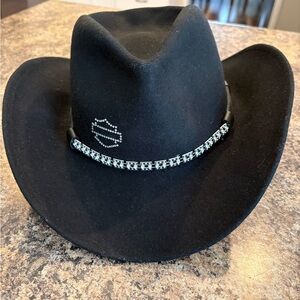 Harley-Davidson Black Cowboy Hat with Rhinestone Detail Women’s Size Medium